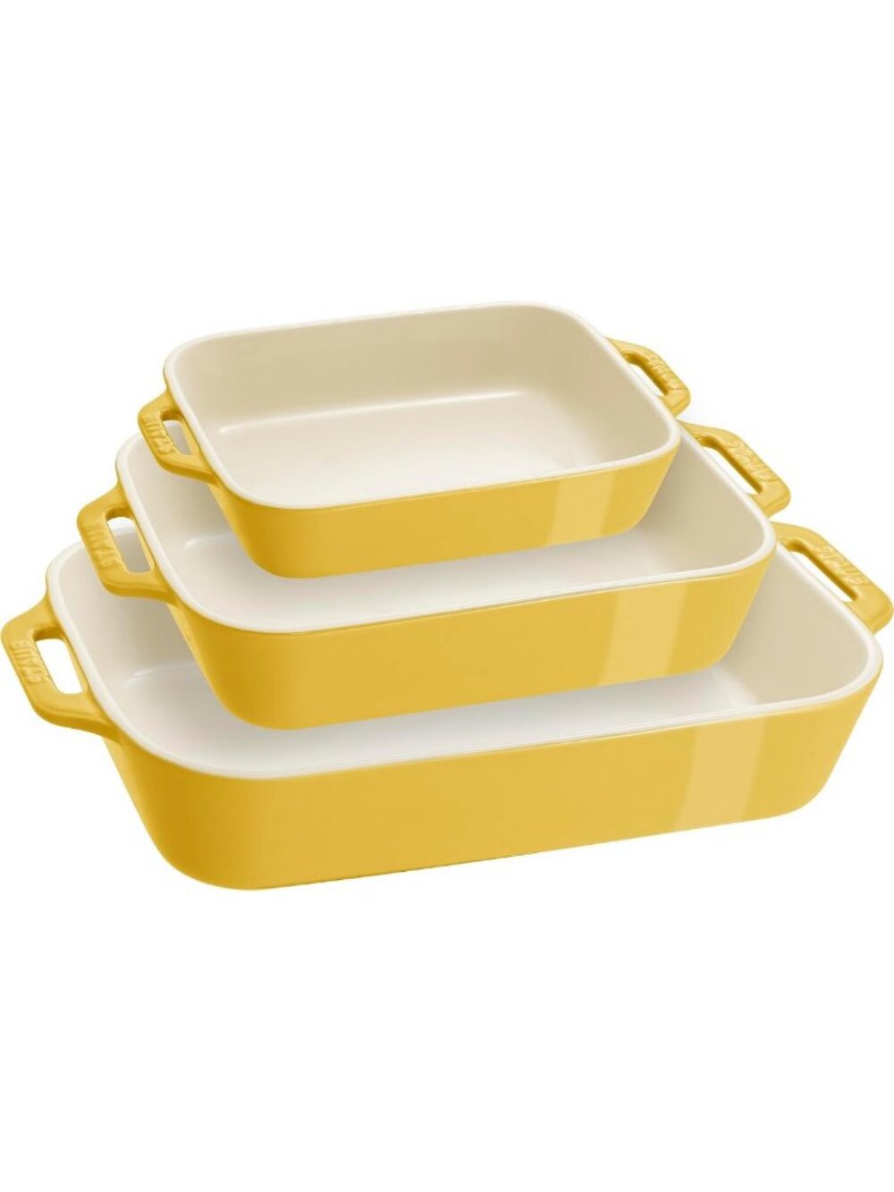 3-Pc Ceramic Baking Dish Set - Oven Safe to 570ยฐF, Stylish Yellow Cookware